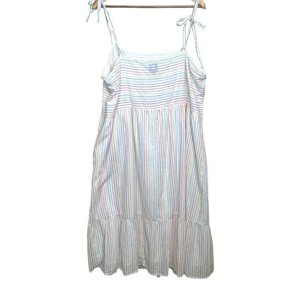 Gap Plus Size XXL Rainbow Striped Gauze Tie Strap Midi Sun Dress - Picture 8 of 10